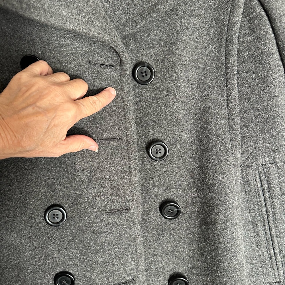 Lands' End Women's Charcoal Pea Coat - Picture 3 of 8